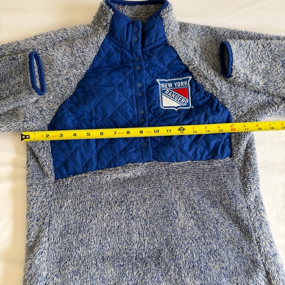 New York Rangers Hockey Cozy 1/4 Button Pullover Fleece Sweatshirt Sherpa - Picture 14 of 14